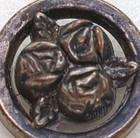 Antique Brass Steel Point Shank Button Etched Floral Design Circular Frame 19mm
