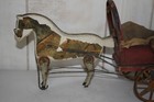 Antique Paper Litho Wooden Horse Pulling A Wooden Wagon Gibbs Pull Toy