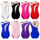 Kids Girls Leotard Ballet Bodysuit Competition Unitard Dance Dancewear Mesh