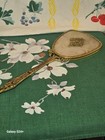 Vintage Hand Held Vanity Mirror Hollywood Regency Gold Tone W flower  13-1 4  