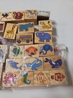 Lot 30  Vintage Wooden Rubber Stamps Craft Scrapbooking Card Zoo Animal Teacher