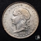 Colombia  5 Decimos 1883  Medellin Mint  Very High Grade  Silver Coin