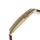 Peugeot Mens 2038g Vintage Contoured Dial Brown Leather Doctors Gold Tone Watch 