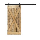 36 In X 84 In Weather Oak Stained X Barn Door W  Sliding Hardware