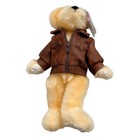 Ty Attic Treasures Baron Bear Aviator Bomber Jacket Tan Brown 8 Inch Plush Toy
