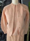 Vintage Carol Brent 3 Pc  Set Outfit Sweater Shell Skirt Heather Peach Wool Xs s