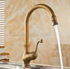 Antique Brass Kitchen Sink Faucet Swivel Spout Single Hole Handle Mixer Tap 