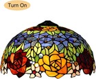 16 Inch Tiffany Style Stained Glass Lamp Shade Replacement Vintage Rose Lampshad