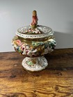 Signed Vintage Italy Capodimonte Cherubs With Lid Porcelain Centerpiece 1366 121
