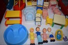 Vintage Little Tikes Doll House Dollhouse Blue Roof Accessories Mini Van Guc