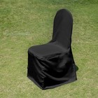 1 Pc Black Polyester Banquet Chair Covers Wedding Reception Lz