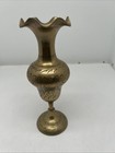 Vintage Brass Bud Vase Floral Etched Scalloped Edge Made In India 9   561