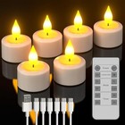  Rechargeable Tea Lights With Led Electric Flameless Flickering Remote  6pcs
