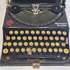 1921 Remington Portable Typewriter W  Hard Case Antique Yellow Keys 