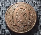 1842 Canadian Bank Of Montreal Half Penny Token Pc-1a3 Variety  3 Die Crack F-12