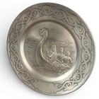 Vintage 11  Eik Tinn Pewter Viking Relief Plate Platter Longship Norway H 4412