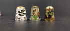 Set Of Three Brass And Enamel Cloisonne Thimbles  Vintage  Floral   Birds
