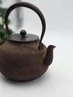Antique Vtg Japanese Cast Iron Tetsubin Teapot Tea Kettle Copper Flower Lid