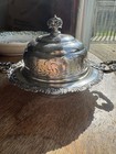 Antique Quadruple Silverplate Covered Serving Bowl Dish W  Lid  Ornate Handles
