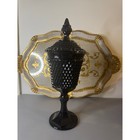 Vintage Black Indiana Glass Diamond Point Lidded Apothecary Jar