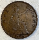 1929 Mint Error Great Britain One 1 Penny Coin Strike Error On Obverse Km 838