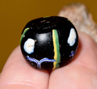 Large Antique Venetian Black Lampwork Ghost Bead W Floral Designs African Trade 
