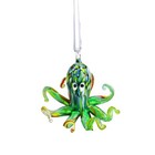 2   Art Glass Coastal Hanging Ornament Blown Glass Sea Animal Pendant Octopus