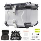 Aluminum 55l Motorcycle Trunk Tour Rear Tail Box Luggage Storage Top Case Silver