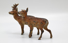Lovely Antique Austrian Vienna Cold Painted Bronze Figure Of Male   Female Deer