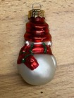 Mercury Glass Miniature Snowman Christmas Ornament Feather Tree 1 3 4  C