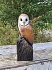 Chainsaw Carved Barn Owl Wood Carving Statue Sculpture Birds Rustic Art Decor