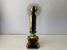 Y10166 Statue Wood Carving Painted Amida Buddha Figurine Japan Antique Buddhism