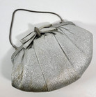 Vintage Harry Levine Silver Lame Metallic Formal Evening Bag Clutch W coin Purse