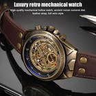 Luxury Men s Automatic Mechanical Wrist Watch Leather Strap Retro Skeleton Dial