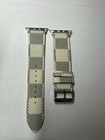 Beige Black Leather Checkered Strap For Apple Watch Replacement Band