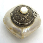 Jewelry Trinket Box Seashell Mother Of Pearl With Hinged Silverplate Lid