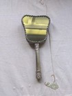 Vintage Silver Tone Hand Held Mirror With Floral  Bird  And Butterfly Motif