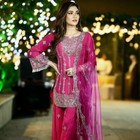 Indian Women s Pink Chinon Silk Kurti Palazzo Set Traditional Ethnicparty Dress