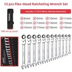 Heavy-duty Metric Flex-head Ratcheting Wrench Set 12pcs Combination Spanner Kit