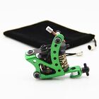Handmade Steel Frame Tattoo Machine Gun 10 Wrap Coils For Liner Shader Green
