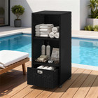 Rattan Outdoor Towel Rack Cabinet Wicker Pool Storage Bins Storage Organizer