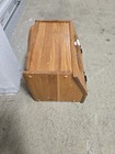 Vintage Wood Bread Box Stencil Glass  Face Farmhouse Cottage Decor Nice