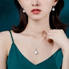 925 Sterling Silver Pearl Pendent Necklace Earrings Set Women