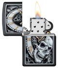 Zippo Windproof Lighter With Steampunk Clock   Skull 29854  New In Box