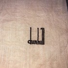 Dunhill Tan Cotton Silk Pocket Square Brown Border Logo Embroidered Handkerchief