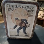 Saturday Evening Post Baseball Collectible Tin Box Small Rectangular Lid 1928
