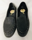 Vtg Nubuck Learher Loafers Womens 6 5m Black Casual Shoes Lug Soles Brazil Goth