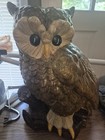 Vintage 70 s Large Ceramic Owl Statue  Hand Painted Glazed Excellent Condition
