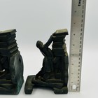 Vintage Art Deco Bookends Pair Man Pushing Stack Of Books Cast Metal Library