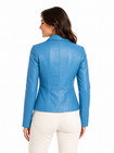 Genuine Blue Color Leather Women Jacket  Fitted Blazer Style  Tailored